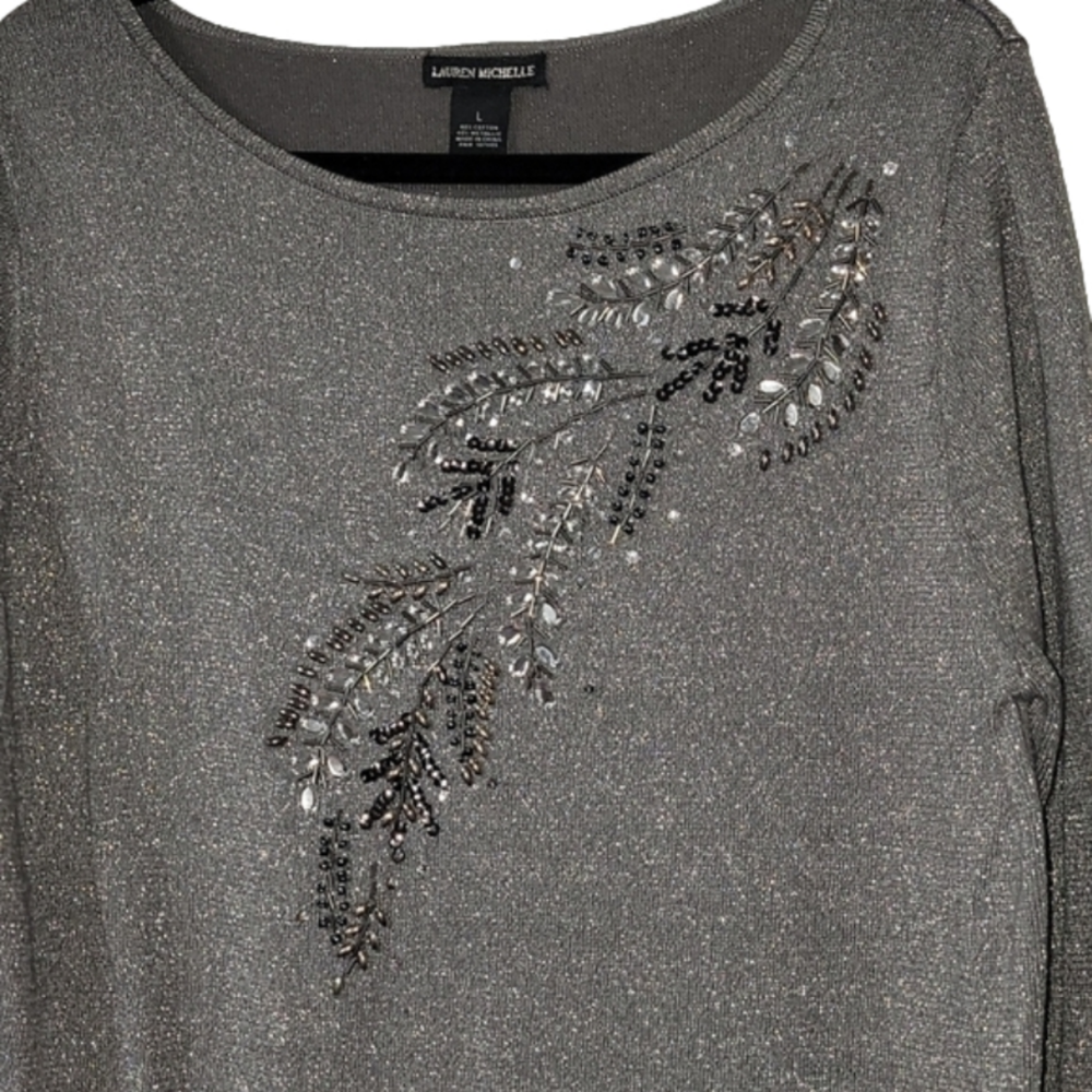 𝅺LAUREN MICHELLE embellished sweater, great for the holidays! EUC, Size L